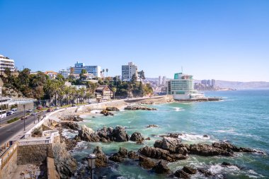 Vina del Mar, Şili - 25 Mar 2018: Vina del Mar Sheraton otel - Vina del Mar, Şili ile havadan görünümü