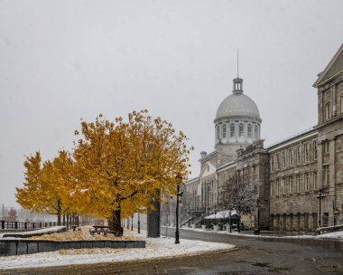 Old Montreal with snow and Bonsecours Market - Montreal, Quebec,