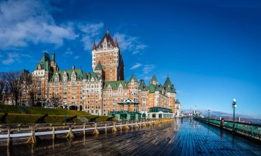 Frontenac Castle and Dufferin Terrace - Quebec City, Quebec, Can clipart