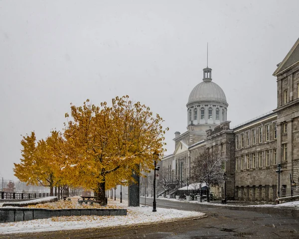 Old Montreal with snow and Bonsecours Market - Montreal, Quebec,