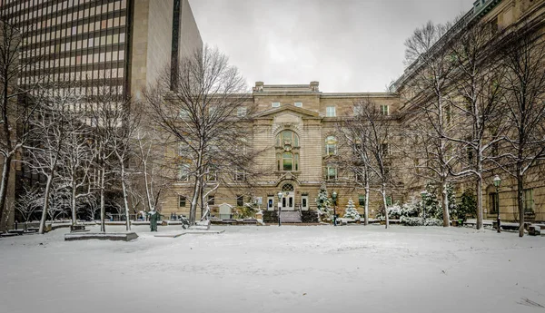 Edificios Antiguos Centro Con Nieve Montreal Quebec Canadá — Foto de Stock