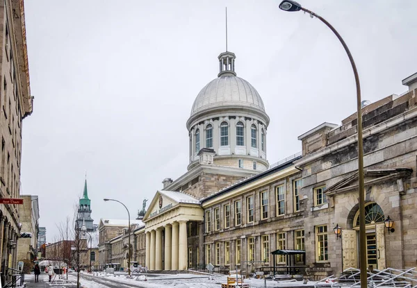 Old Montreal Snow Bonsecours Market Montreal Quebec — стокове фото