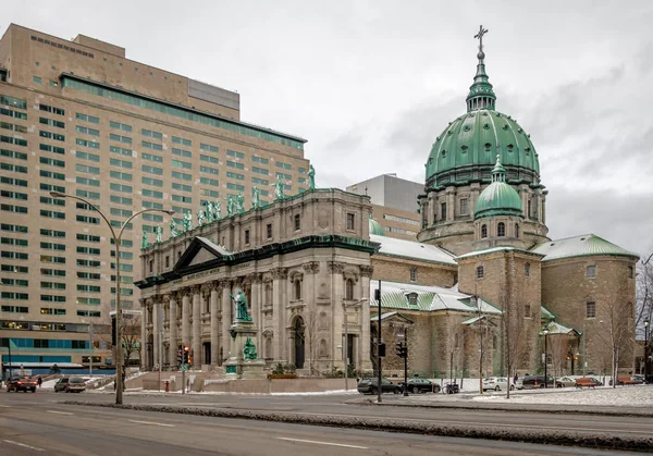 Cathédrale Marie Reine Monde Sur Neige Montréal Québec — Photo