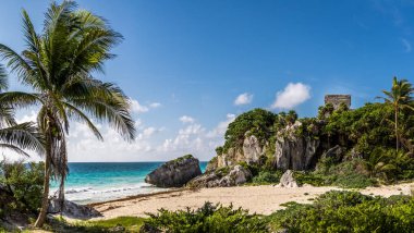 Tanrı'nın Tapınağı rüzgarlar ve Karayipler beach - Tulum Maya Harabeleri, 