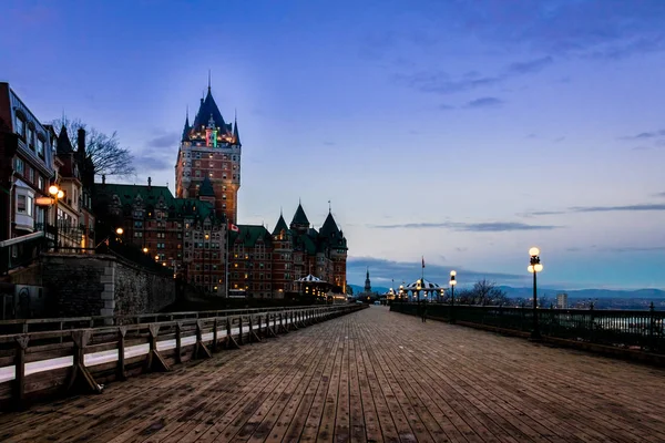 Castillo Frontenac Dufferin Terrace Crepúsculo Quebec City — Foto de Stock