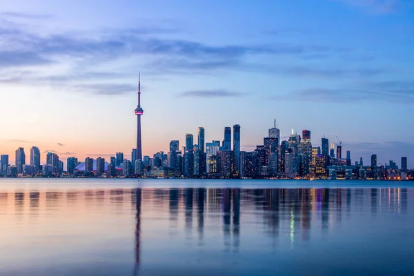 Toronto Skyline Met Blauw Licht Toronto Ontario Canada — Stockfoto