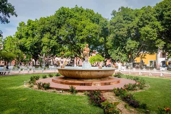 Fontaine Place Principale Valladolid Mexique — Photo