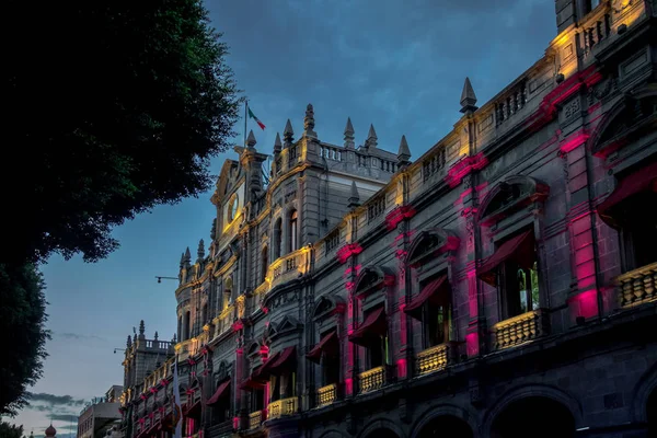 Palacio Municipal Por Noche Puebla México — Foto de Stock