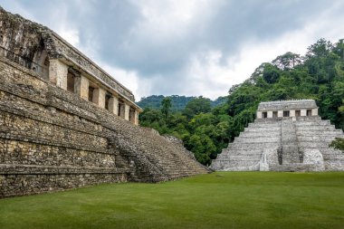 Sarayda Palenque - Chiapas, Meksika Maya harabelerini ve yazıtlar Tapınağı