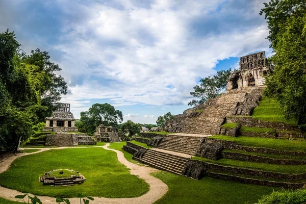 Templos Grupo Cruz Ruínas Maias Palenque Chiapas — Fotografia de Stock