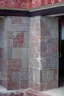 Quetzalpapalotl Sarayı'nda Teotihuacan Harabeleri - Mexico City, Meksika ayrıntılarını oyma