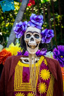 PUERTO VALLARTA, MEXICO - Oct 31, 2016: Day of the Dead (Dia de los Muertos) Decoration - Puerto Vallarta, Jalisco, Mexico