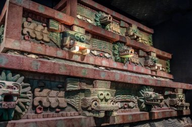 Mexico City, Meksika - 15 Ekim 2016: Yineleme, Teotihuacan Tapınağı'nda Ulusal Antropoloji Müzesi (Museo Nacional de Antropologia, Mna) - Mexico City, Meksika
