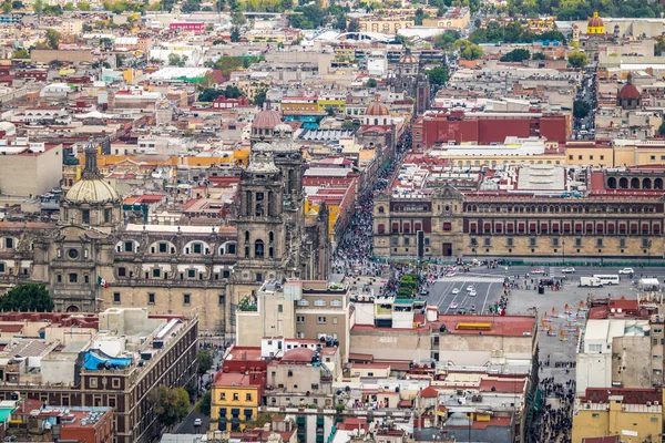 Letecký Pohled Mexico City Zocalo Katedrála Mexiko — Stock fotografie