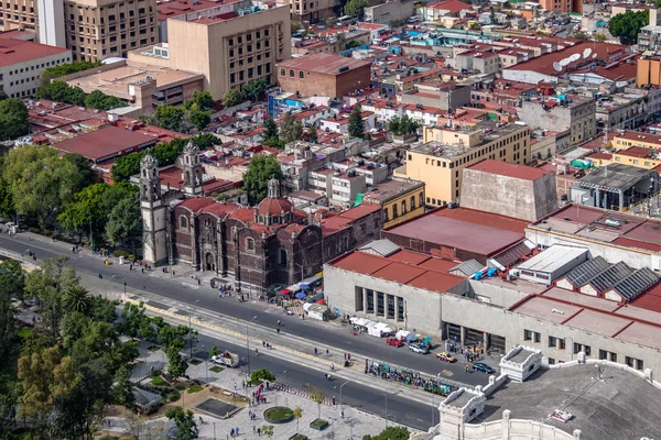 メキシコシティとガレージのデ サンタ ベラクルス サンタ ベラクルス教会 メキシコシティ メキシコの空撮 — ストック写真