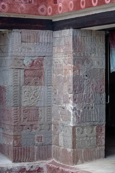 Schnitzerei Details Des Quetzalpapalotl Palast Teotihuacan Ruinen Mexiko Stadt Mexiko — Stockfoto