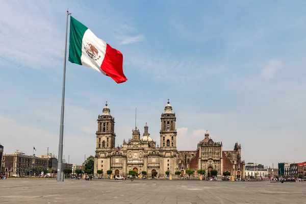 Panoramisch Uitzicht Zocalo Cathedral Mexico Stad Mexico — Stockfoto
