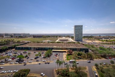 Brasilia ve Ulusal Kongre - Brasilia, Distrito Federal, Brezilya havadan görünümü