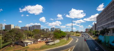 Panoramik anıtsal eksen Avenue ve Brasilia Televizyon Kulesi - Brasilia, Distrito Federal, Brezilya