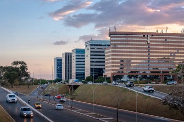 Brasilia binalarda, günbatımı - Brasilia, Distrito Federal, Brezilya