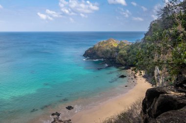 Praia havadan görünümü yapmak Sancho Beach - Fernando de Noronha, Pernambuco, Brezilya