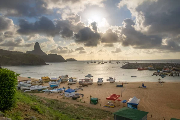 Vista Aérea Pôr Sol Praia Porto Porto Santo Antônio Com — Fotografia de Stock