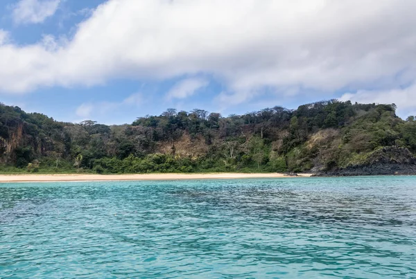 View Praia Sancho Beach Boat Fernando Noronha Pernambuco Brazil — Stockfoto