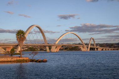JK Köprüsü ve Paranoa Gölü - Brasilia, Distrito Federal, Brezilya