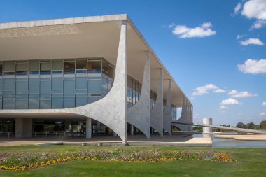 Brasilia, Brezilya - 26 Ağustos 2018: Planalto Sarayı resmi işyeri Brezilya Cumhurbaşkanı - Brasilia, Distrito Federal, Brezilya