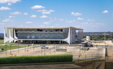 Brasilia, Brezilya - 26 Ağustos 2018: Planalto Sarayı resmi işyeri Brezilya Cumhurbaşkanı - Brasilia, Distrito Federal, Brezilya