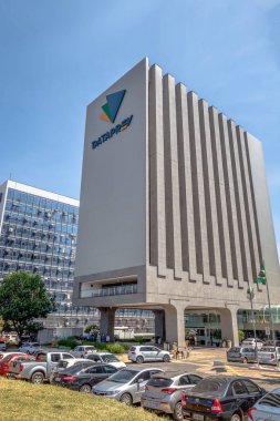 Brasilia, Brezilya - 27 Ağustos 2018: Instituto Nacional Dataprev Sosyal Güvenlik Enstitüsü - veri işleme şirket yapmak Seguro sosyal ya da Previdencia sosyal - Inss - Brasilia, Distrito Federal, Brezilya