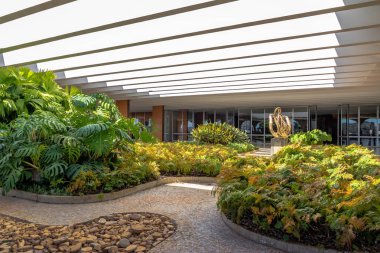 Brasilia, Brezilya - 29 Ağustos 2018: Teras bahçeleri Itamaraty Palace - Brasilia, Distrito Federal, Brezilya