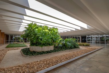 Brasilia, Brezilya - 29 Ağustos 2018: Teras bahçeleri Itamaraty Palace - Brasilia, Distrito Federal, Brezilya