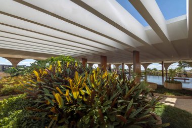 Brasilia, Brezilya - 29 Ağustos 2018: Teras bahçeleri Itamaraty Palace - Brasilia, Distrito Federal, Brezilya
