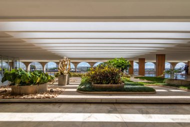 Brasilia, Brasil - Aug 29 2018: Terrace Gardens of Itamaraty Palace - Brasilia, Distrito Federal, Brazil clipart