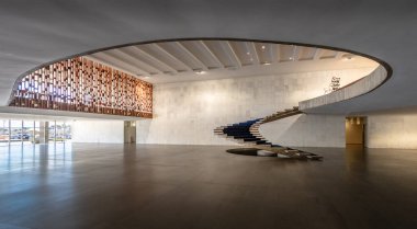 Brasilia, Brezilya - 29 Ağustos 2018: Giriş salonu Itamaraty Palace iç - Brasilia, Distrito Federal, Brezilya