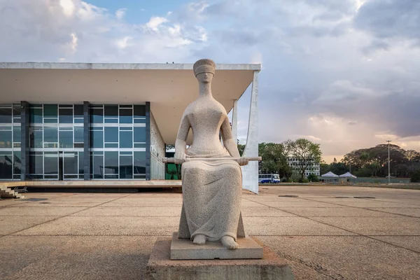 Brasilia Brasil Agosto 2018 Escultura Justicia Frente Corte Suprema Brasil — Foto de Stock