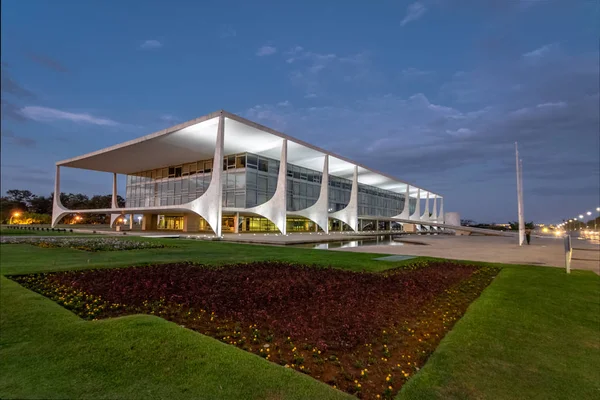 Brasilia Brasil Ağustos 2018 Gece Planalto Sarayı Brasilia Distrito Federal — Stok fotoğraf