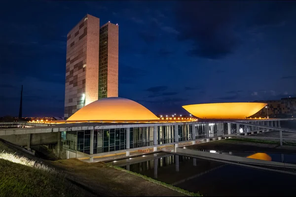 Brasilien Brasilien August 2018 Brasilianischer Nationalkongress Der Nacht Brasilien Distrito — Stockfoto