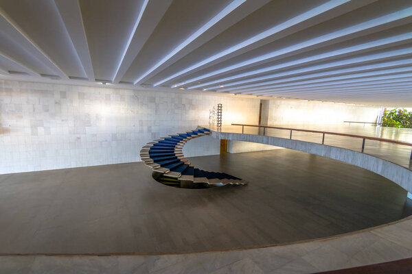 Бразилия, Бразилия - 29 августа 2018 года: Входной зал интерьера Итамаратского дворца - Бразилиа, Distrito Federal, Бразилия
