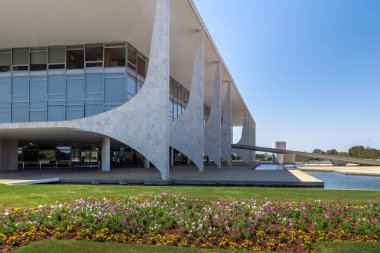 Brasilia, Brezilya - 26 Ağustos 2018: Planalto Sarayı resmi işyeri Brezilya Cumhurbaşkanı - Brasilia, Distrito Federal, Brezilya