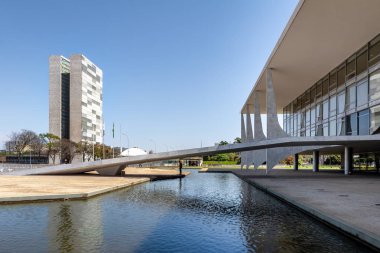 Brasilia, Brasil - Aug 26, 2018: Planalto Palace and National Congress - Brasilia, Distrito Federal, Brazil