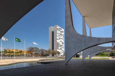 Brasilia, Brasil - Aug 26, 2018: Planalto Palace and National Congress - Brasilia, Distrito Federal, Brazil