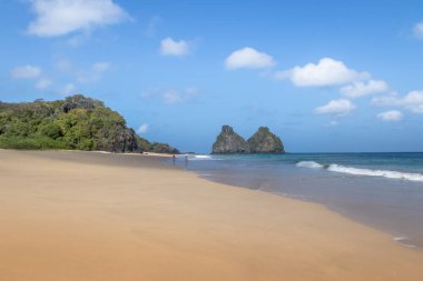FERNANDO DE NORONHA, BRAZIL - Oct 2, 2017: Morro Dois Irmaos and Bode Beach (Praia do Bode) - Fernando de Noronha, Pernambuco, Brazil