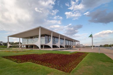 Brasilia, Brezilya - 26 Ağustos 2018: Planalto Sarayı resmi işyeri Brezilya Cumhurbaşkanı - Brasilia, Distrito Federal, Brezilya