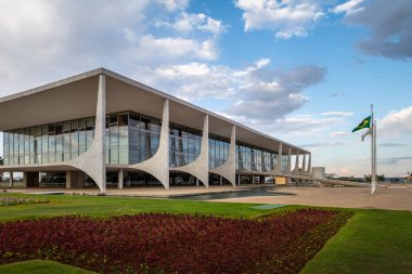 Brasilia, Brezilya - 26 Ağustos 2018: Planalto Sarayı resmi işyeri Brezilya Cumhurbaşkanı - Brasilia, Distrito Federal, Brezilya