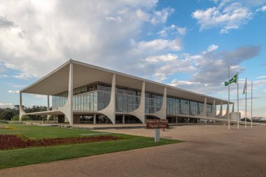 Brasilia, Brezilya - 26 Ağustos 2018: Planalto Sarayı resmi işyeri Brezilya Cumhurbaşkanı - Brasilia, Distrito Federal, Brezilya