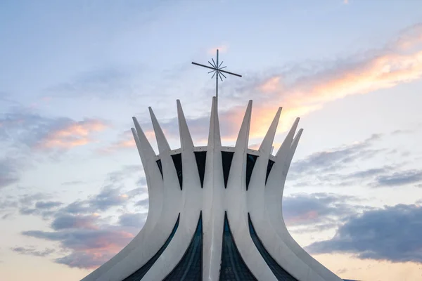Brasilia Brazylia Sierpień 2018 Katedra Brasilia Wszystko Zachodzie Słońca Brasilia — Zdjęcie stockowe