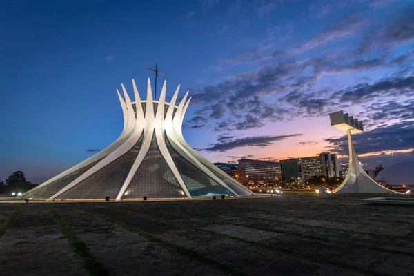 Brasilia Brazil Aug 2018 Brasilia Cathedral Night Brasilia Brazil — Stock Photo, Image