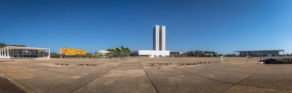 Panoramiczny widok na trzy Powers Plaza (praca DOS Tres Poderes)-Brasilia, Distrito Federal, Brazil — Zdjęcie stockowe